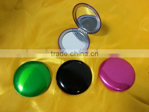Folding metal round pocket mirror colorful make up mirror