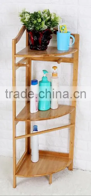 100% Bamboo 3-Tier Bathroom Corner Storage Shelf Rack