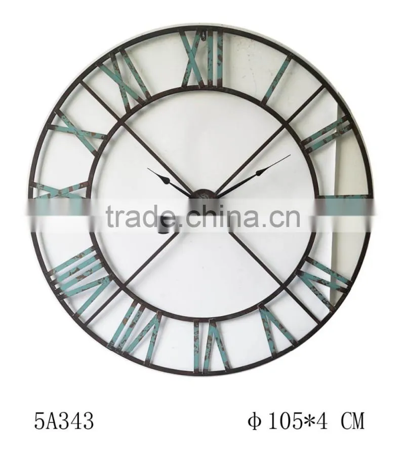 recycled round black metal vintage wall clock factory sell