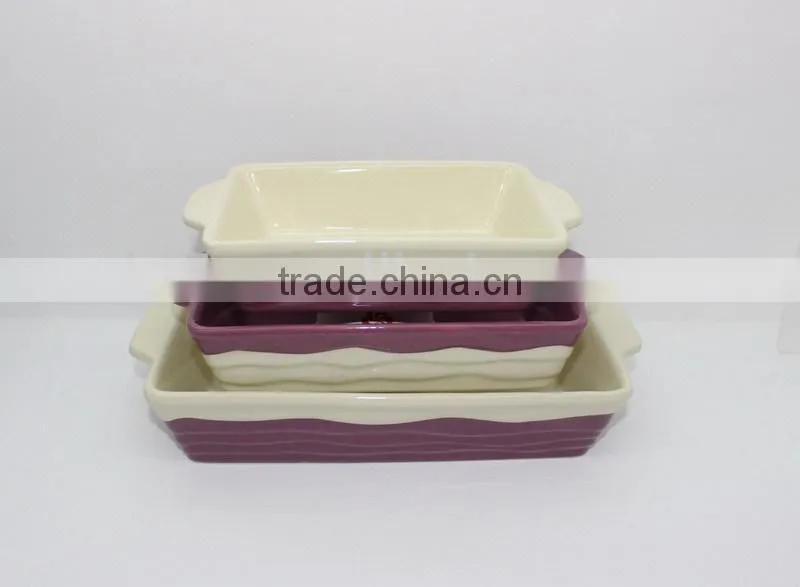 new design wave rectangle ceramic baking plate