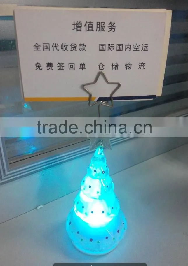 led acrylic plastic mini tree snowman business card holder