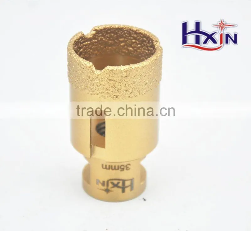 Gold color Brazed diamond hole saws for hard marble / High quality diamond core drill bits