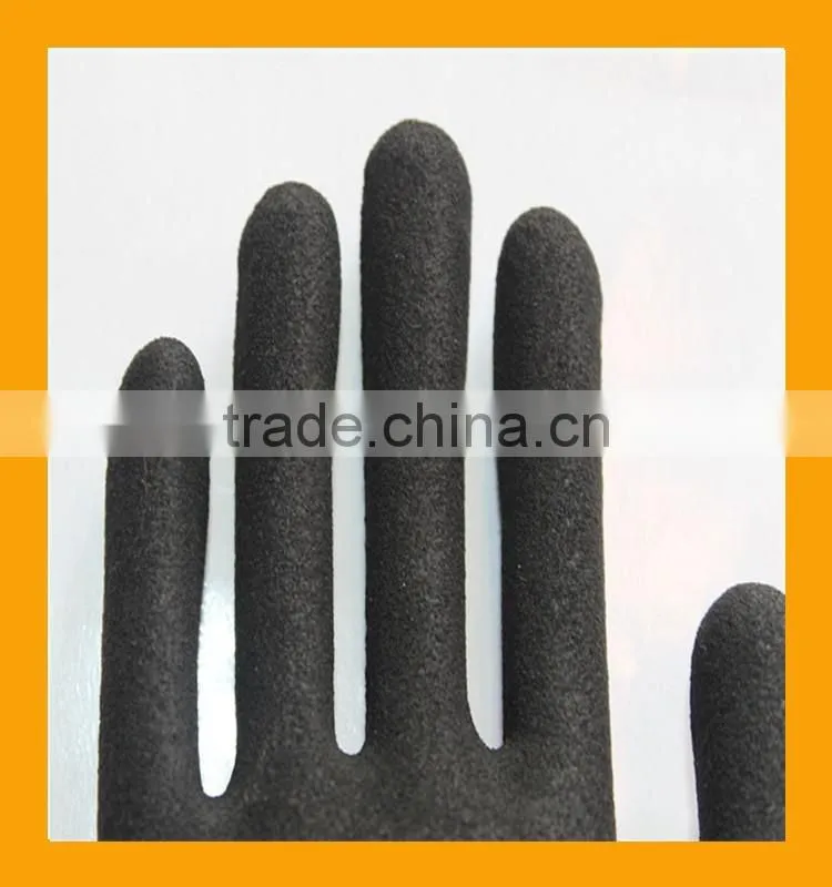 Black Sandy Finish Nylon Nitrile Working Gloves