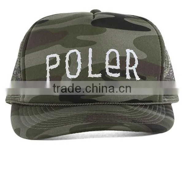 Custom stylish 5 panel snapback mesh camo wholesale blank trucker hats