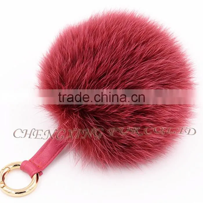 CX-A-63 New Promotional Fox Fur Ball Fur Pom Keychain with Fur Pompom