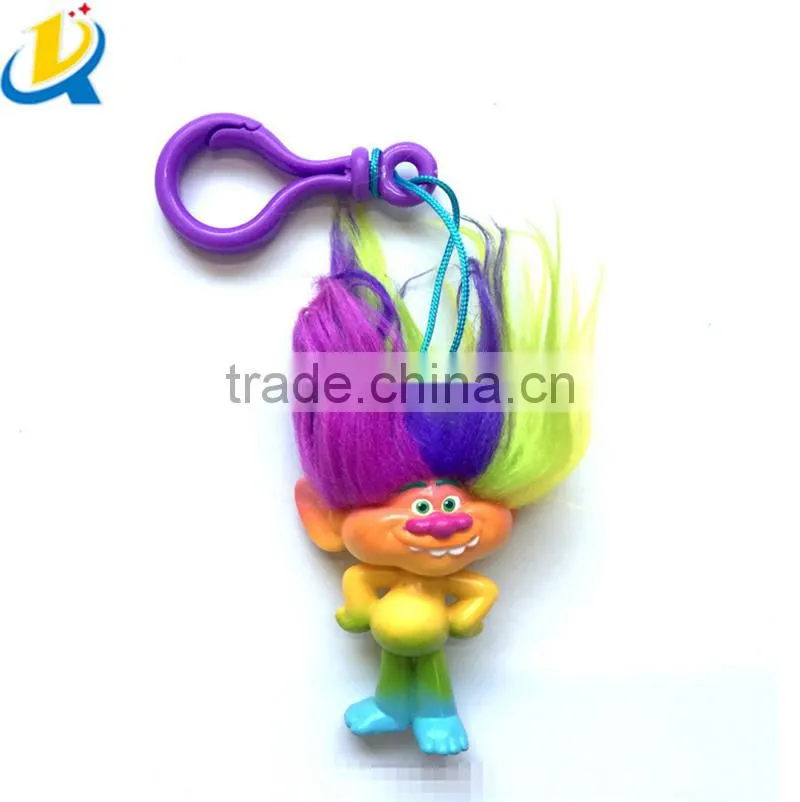 2016 Popular new movie custom cartoon cute pvc Trolls toy keychain