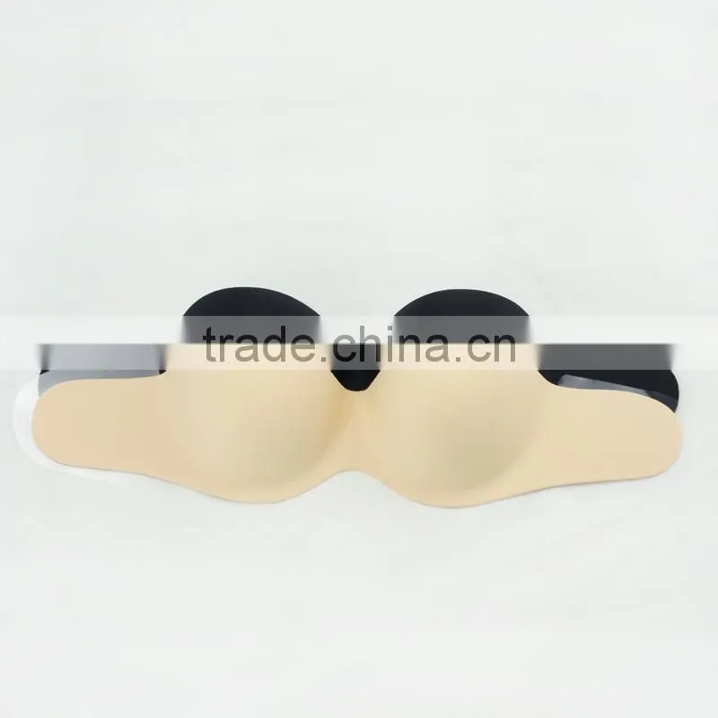 black & nude Plain lightweight underwired push up polyolefin gel invisible wing bra