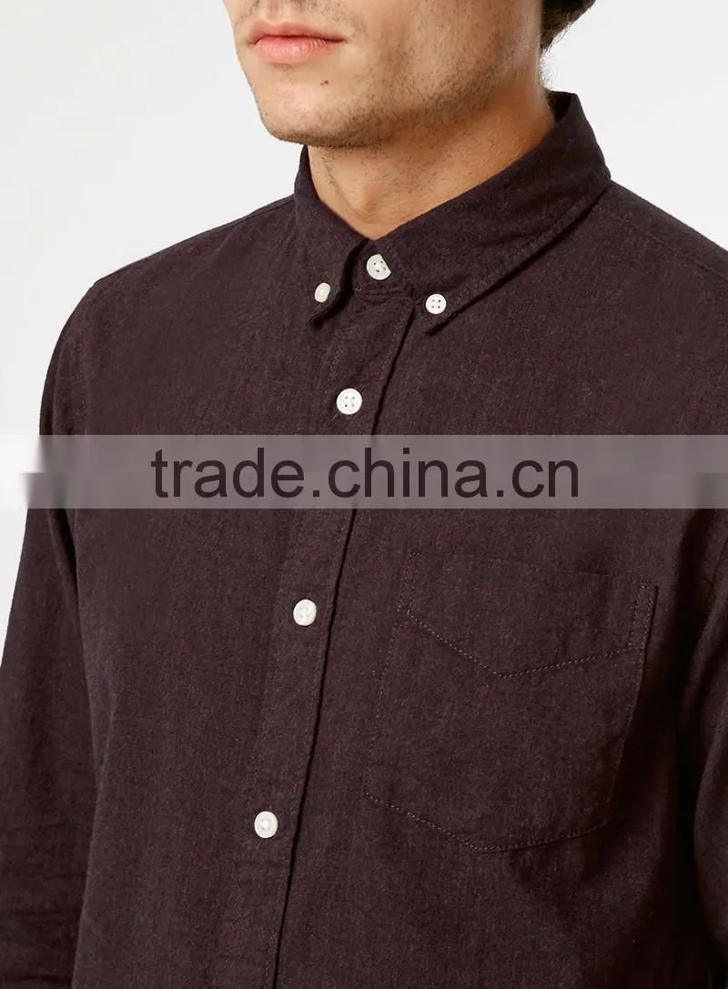 Burgundy hemp cotton blend shirts for man