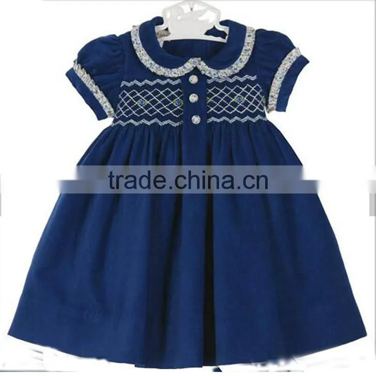 Premium blue smocked dress girl clothing