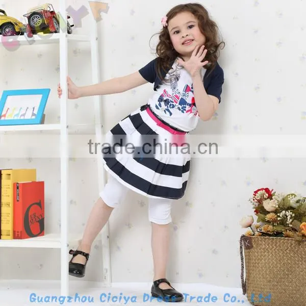 Pretty fashion summer ready stock striped baby girls fashion set