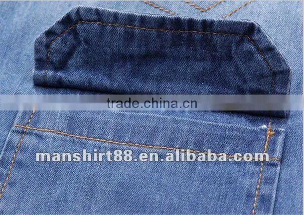 European fashion style Light blue 100%Natural Cotton soft Denim/Retro Cowboy Shirt for men with S,M,L,XL,XXL peaked collar