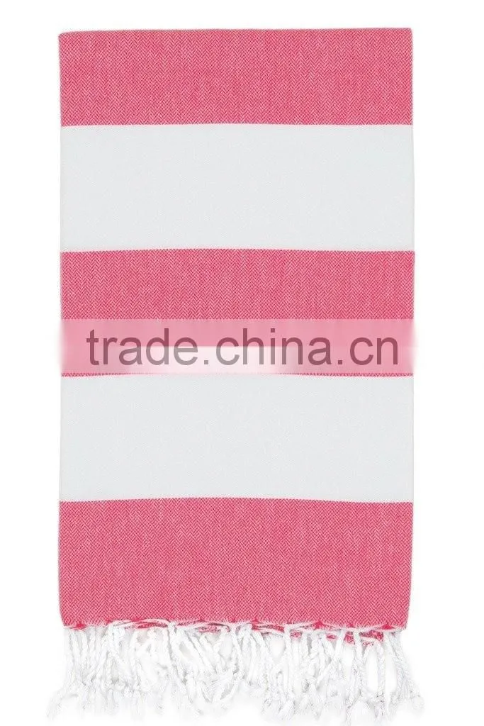 Turkish 1 ply 2 sides striped beach towels with fringe
