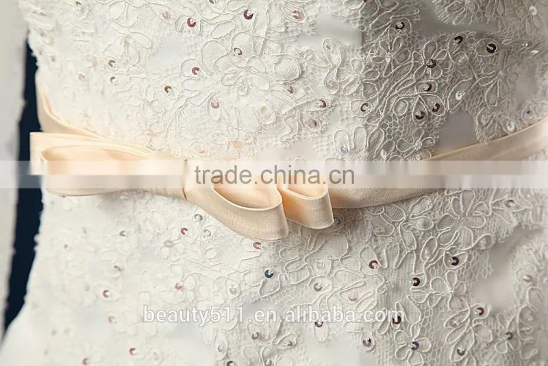 2017 wedding dress Mermaid Lace ball gowns 3/4 sleeves tull net wedding gowns AS41601