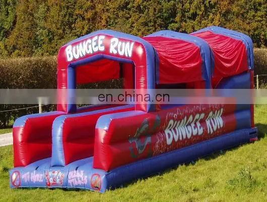 double lane inflatable bungee run in cover , boungee run with cover