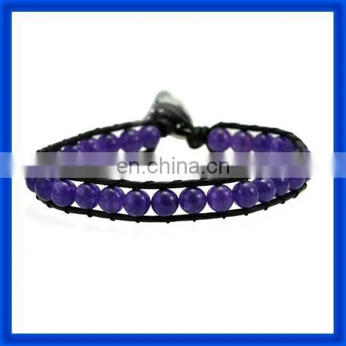 new 2014 Hot Sale Tiger Eyes Beads Leather Wrap Bracelet TPCL146#