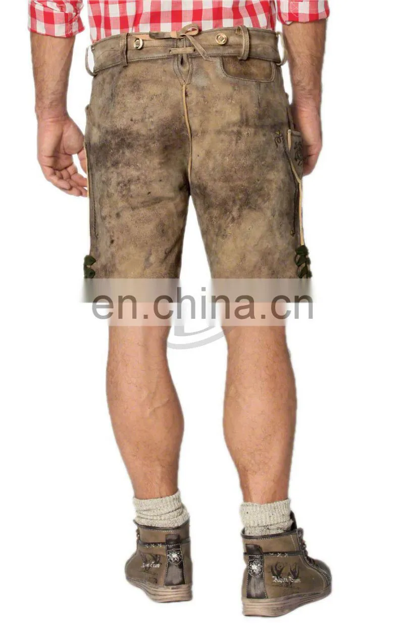 Double Tone High Quality Bavarian leder Hosen, Trachten Lederhosen (Traditional Garments)
