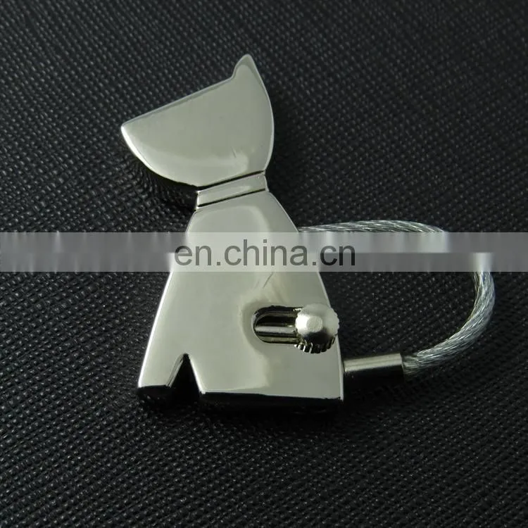 Cute cat shape stainless steel wire rope key chain for souvenir gifts