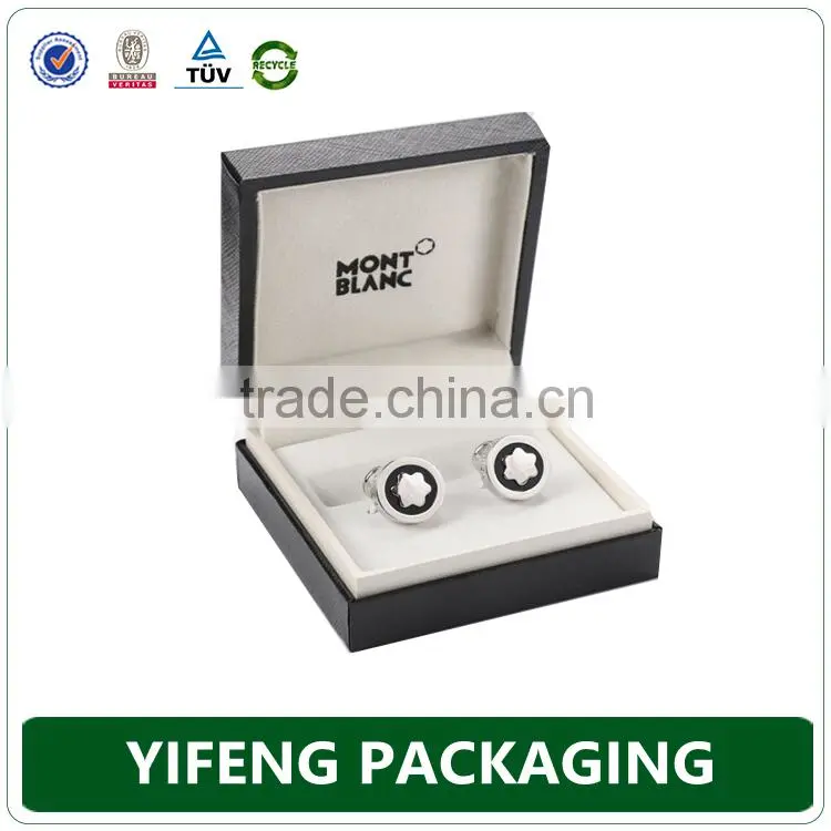 Luxury velvet black white cardboard paper gifts cufflink box