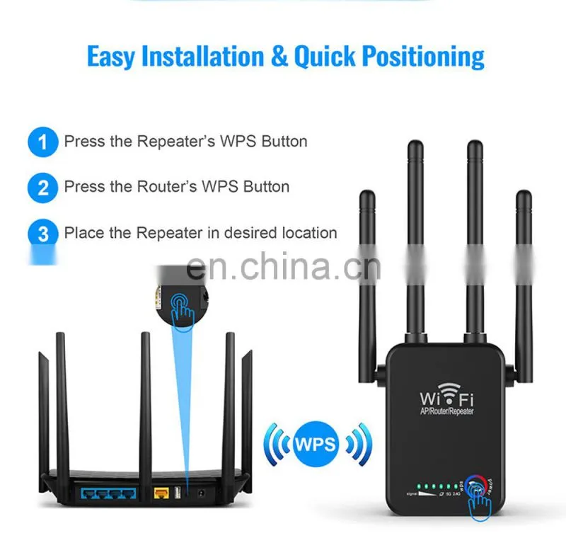 ALLINGE MDZ3113 Long Range Wireless Wifi Repeater 1200mbps Amplifier Signal Antennas Booster With Different Plug