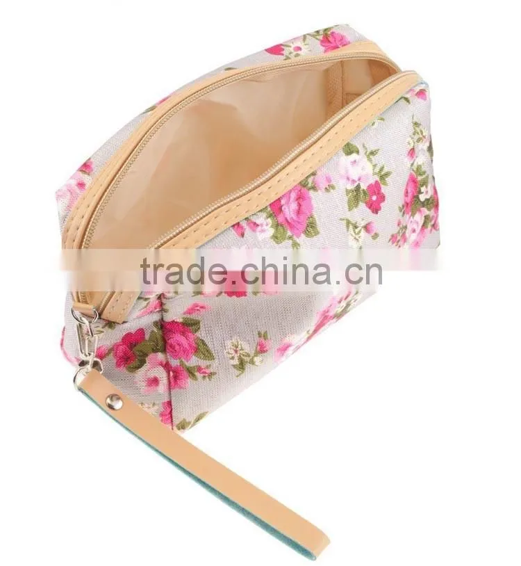 high quality printed canva cheap wholesale makeup bags,funky cosmetic bag as makeup bag,makeup bag natural for travel