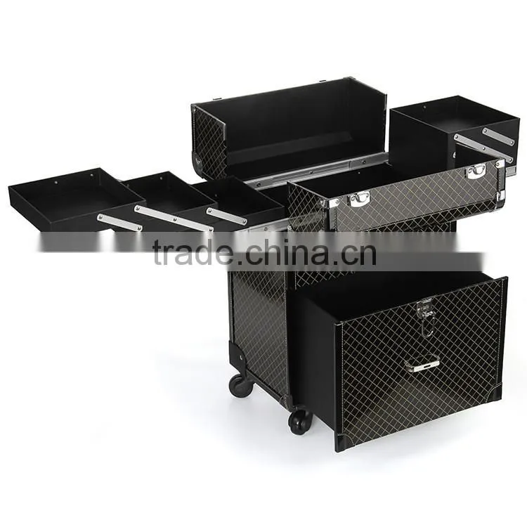 Top Grade Cosmetic Case Trolley Professional Makeup Trolley Case With Drawers