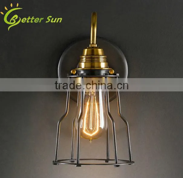Aged Steel Edison Bulb Wall Light