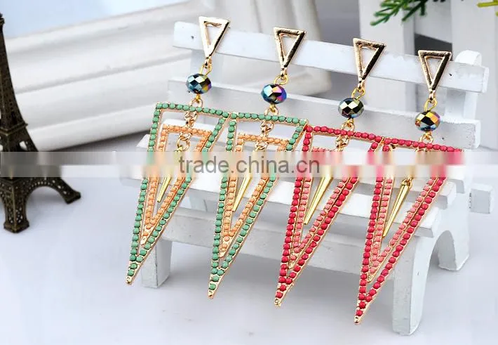 Long triangle earrings triangle shape stud earrings fashion triangle dangle earring