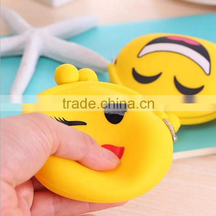 Wholesale Small Silicone Rubber Clip Coin Bag Emoji Purse