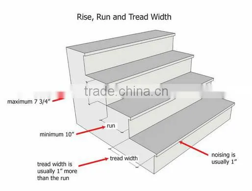 American oak solid wood stair tread with white brushed surface