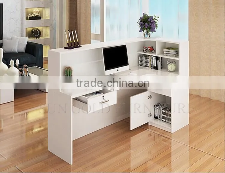 Office furniture l shaped counter white modern salon reception desk (SZ-RTB039)