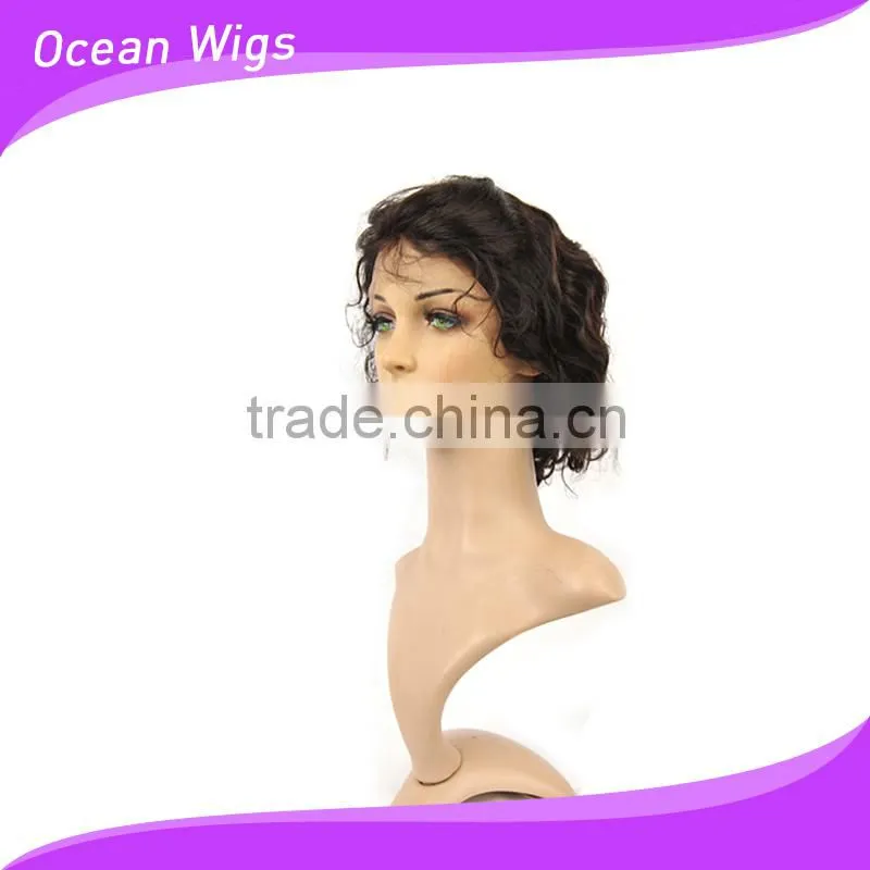 human hair lace wig, body wave, 10", natural color