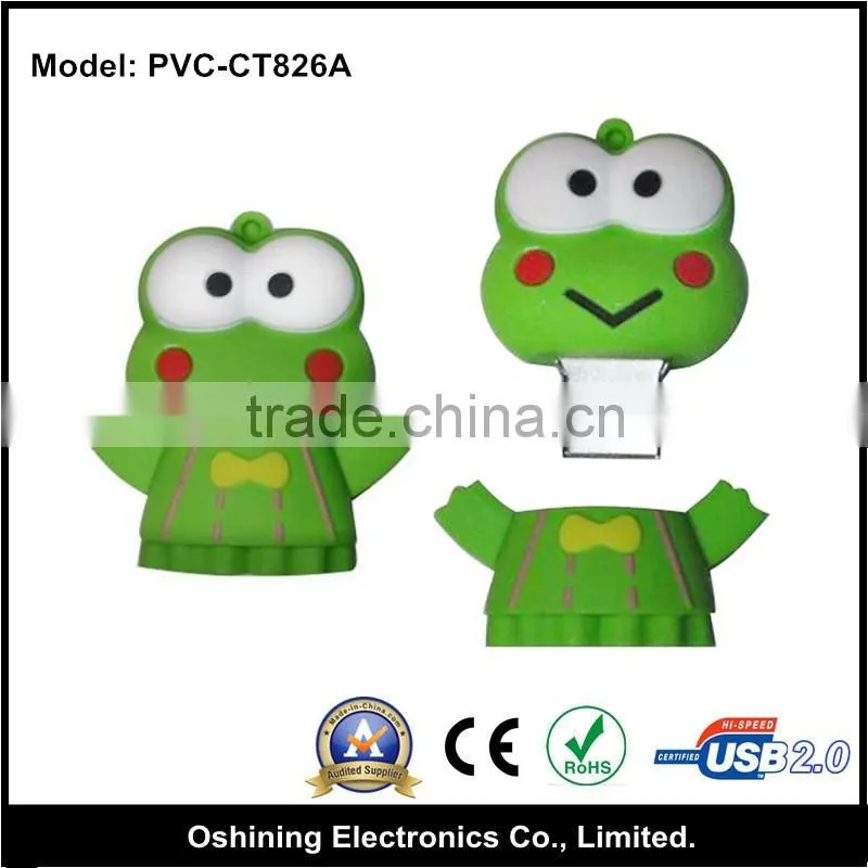 Direct by China Alibaba Lovely gift usb , frog usb drive , cartoon usb drive for hot selling (PVC-CT826)