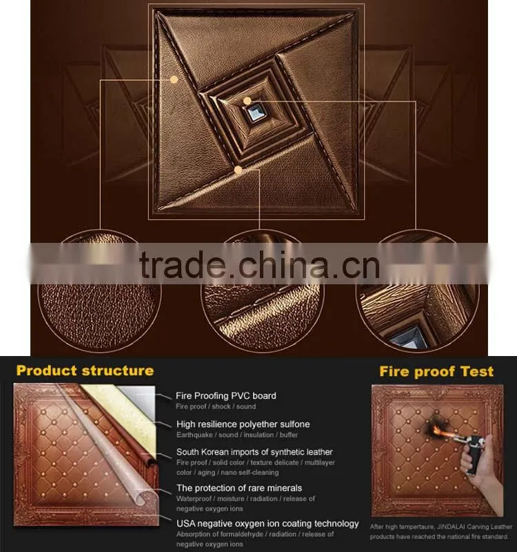 Eco Friendly PU Leather Material Interior Decorative Wall Panel