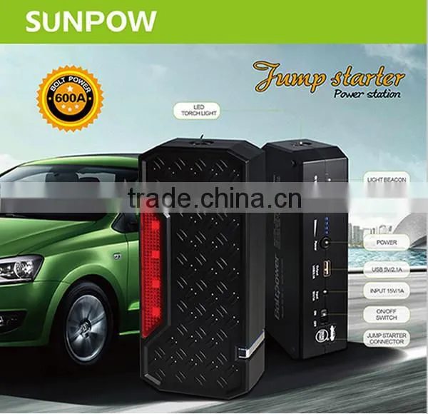 sunpow 12v high capacity 16500mah hot selling and multifunctional car power booster jump starter