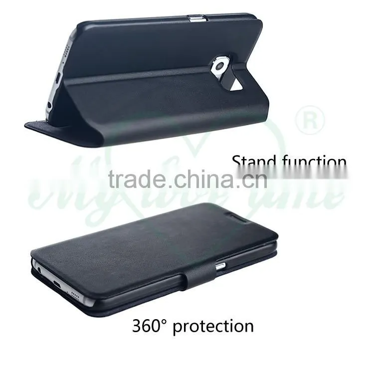 Excellent OEM Facoty Cellphone Wallet Cases for Samsung S6 edge with Two Card Slots