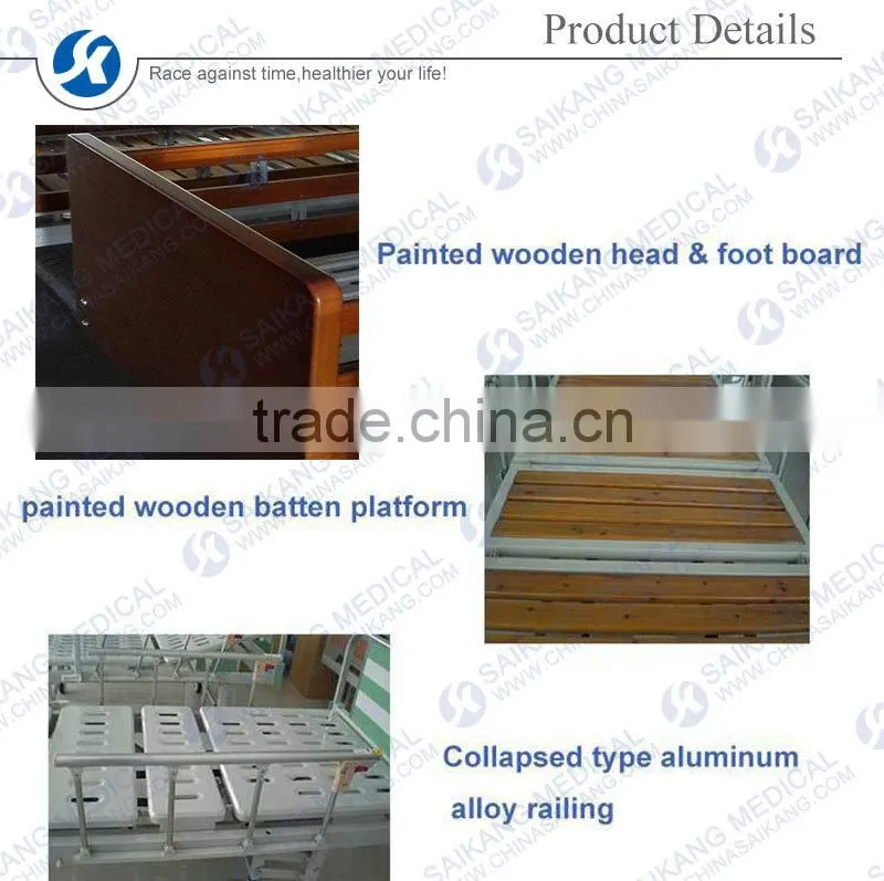 Turning Table Wooden Batten Manual Hospital Bed , Medical Adjustable Beds