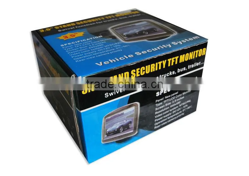 3.5 inch car back seat lcd monitor rear view camera system with 4 way car reverse camera system