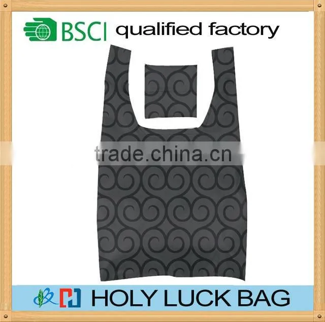 Easy carringrolling polyester shopping foldable shopping bag with PIECES design