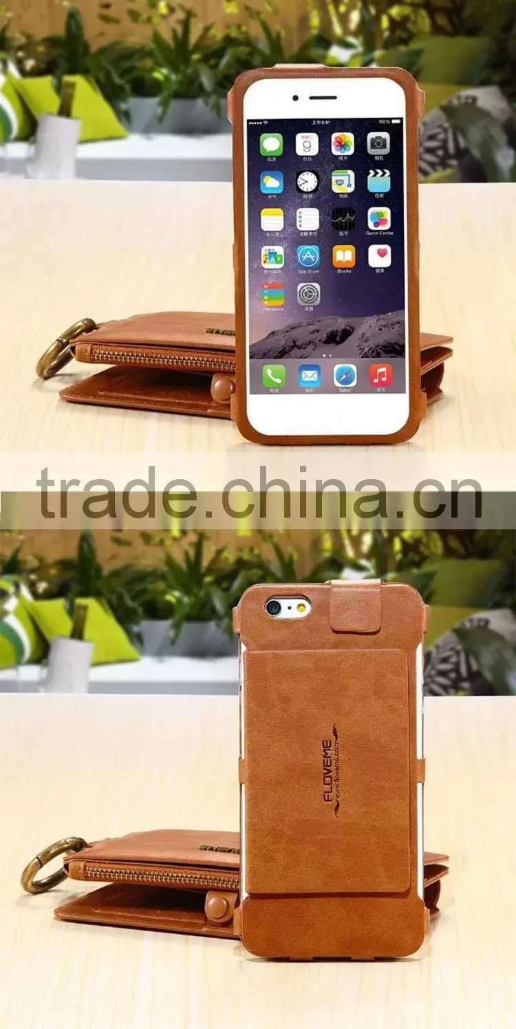 Leather cell phone case wallet card holder flip case cover for iphone 6 6s 6plus