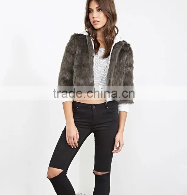 New fashion high quality womens short faux fur coat
