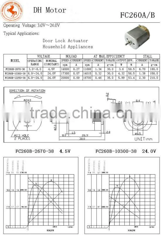 12V Door Lock Actuator Motor,Small DC Motor for Door Lock Actuator