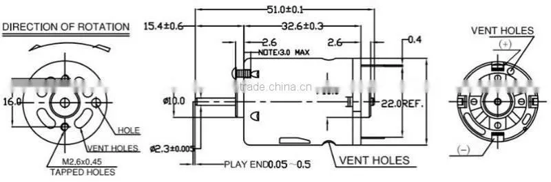 12V vibrate motor RS-360/365 Massage Stick motor Eccentric vibrating motor