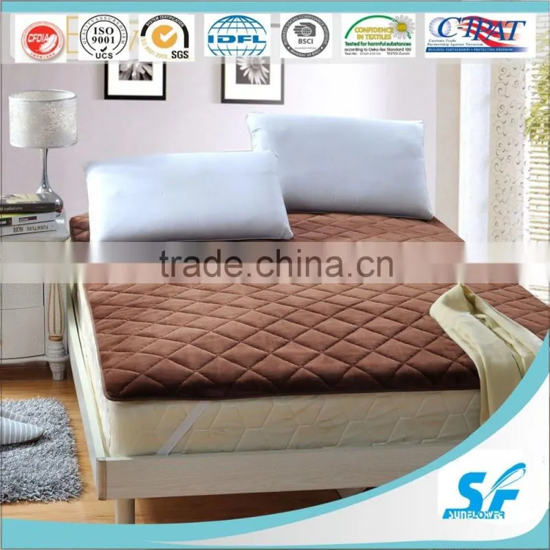 Wine red 100%cotton daimond quilting mattress protector with skirt