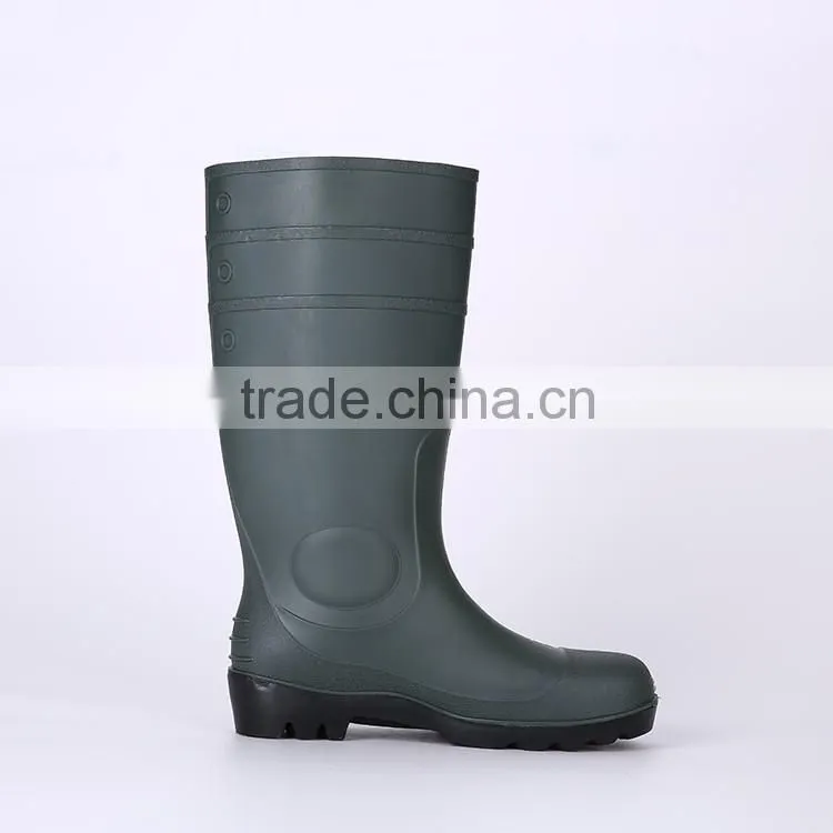 Cheap simple style safety PVC rain shoes with steel toe, industrial safety boots