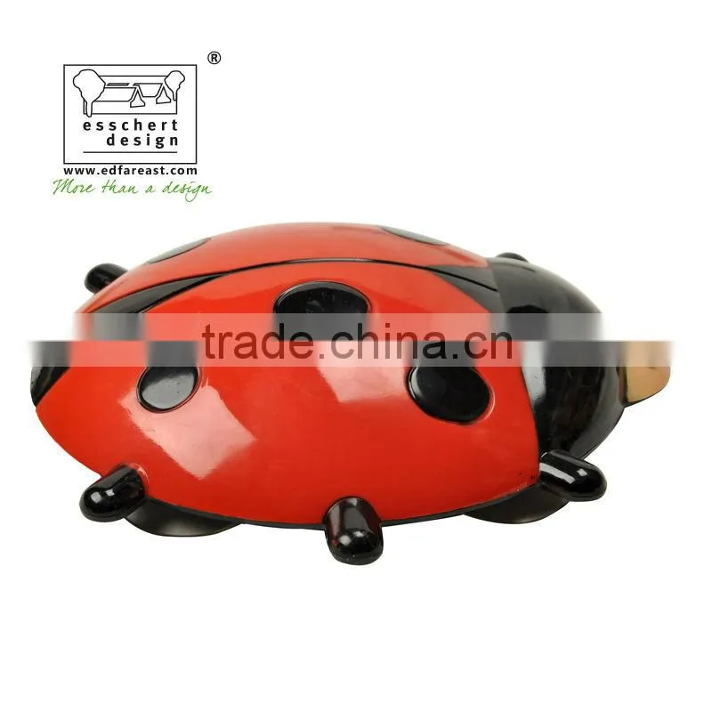 designed hand painted ladybug shape plastic window thermometer