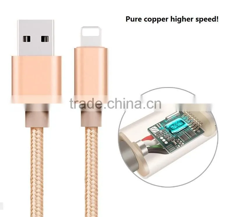 Nylon Braided high speed usb data cable for iphone 8Pin usb cable