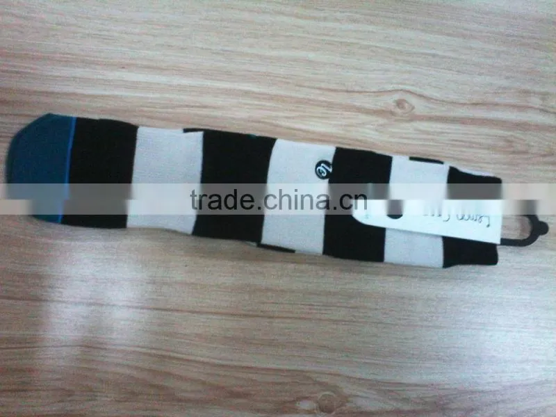 Mid-Calf White 100 Cotton High Quality Soft Wide Stripe Tube In-stocking Tube Socks
