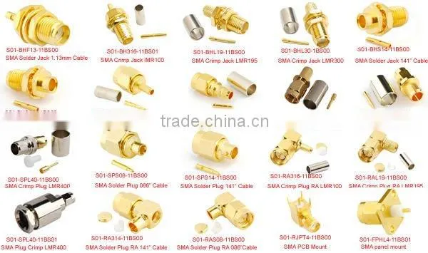 SMA 2 hole panel mount Plug with solder antenna 3g sma