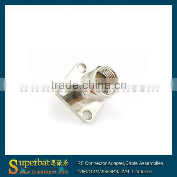 f connector cable 4 Hole Panel Mount Plug with extended dielectric&solder post