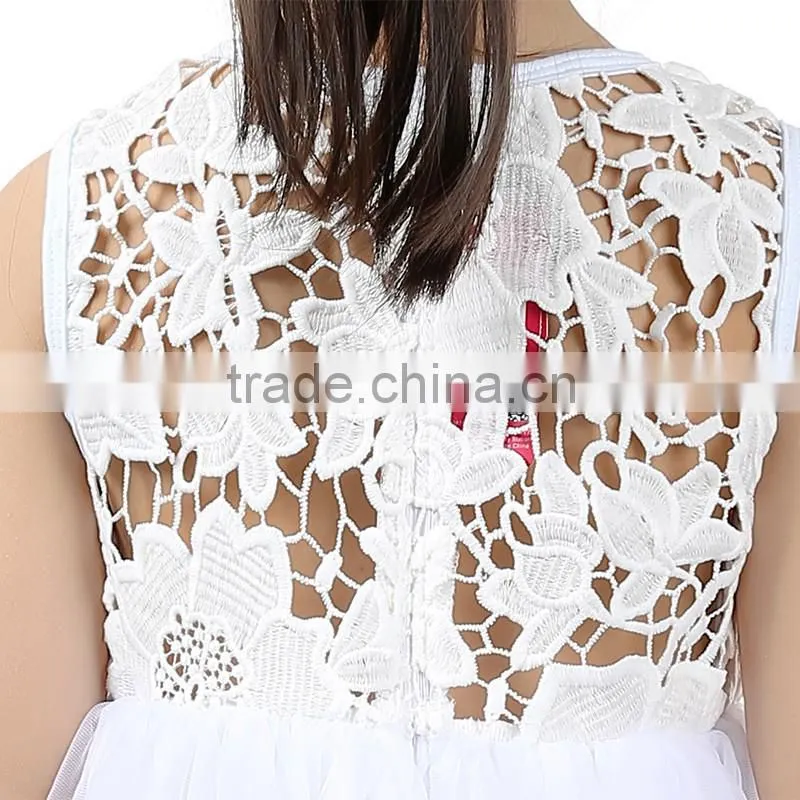 Latest kids fairy angel party shining star pure white net lace stain long baby dress frocks